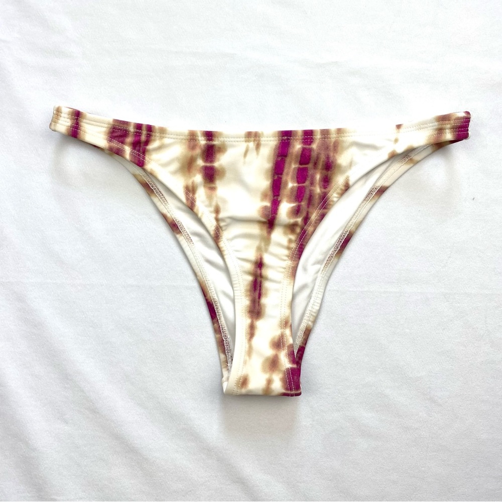 FOREVER 21 Cheeky Bikini Bottoms Cream/Fuchsia/Tan Tie Dye Sizes S,M (NWT) - Picture 8 of 13